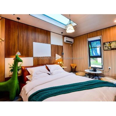 Eco-vriendelijke materialen 20ft 40ft 2 slaapkamers Prefab tuin hut huis glazen deuren container houten huis voor hotel