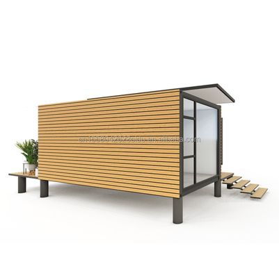 Modern ontwerp Tuincontainer Staalstructuur Houten huis Gezinswoning Venster Aluminiumlegeringsvensters