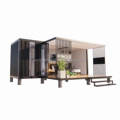Afgerond product 20ft Pop-up Container House met aangepaste kleur en 50/75/100mm Wave Sandwich Panel