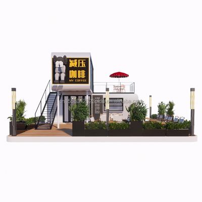 Stalen structuur frame gelast 20ft luxe draagbare geprefabriceerde huizen met een aangepaste kleur voor voedsel straat koffiewinkel