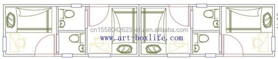 Hotel 40 voet 2 slaapkamers Woon Container Huis Customized Kleur Prefab voorgebouwd Modulair Kleine Verhuisbare Verzending Draagbare Huizen