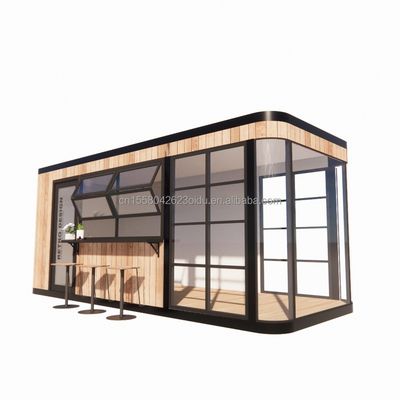 Gegalvaniseerde stalen vierkantbuizen 20ft container koffiebar mobiel zonlicht huis buitenbar met aangepaste kleur