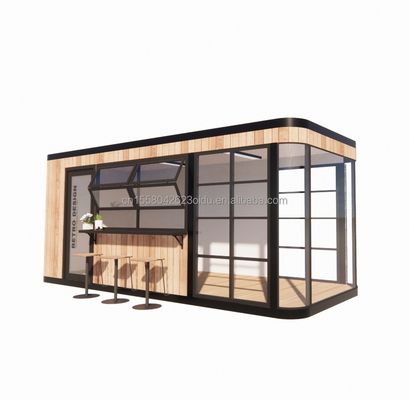 Gegalvaniseerde stalen vierkantbuizen 20ft container koffiebar mobiel zonlicht huis buitenbar met aangepaste kleur