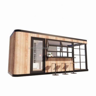 Gegalvaniseerde stalen vierkantbuizen 20ft container koffiebar mobiel zonlicht huis buitenbar met aangepaste kleur