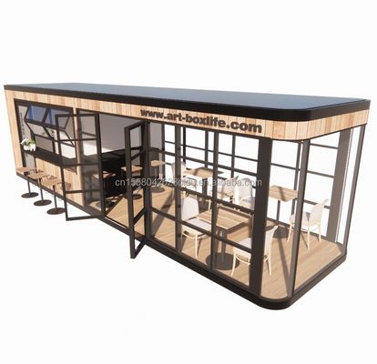 Hotel en Park EU Container Koffiekast Mobiele Houten Staalstructuur Zonlicht Huis Buitenbar