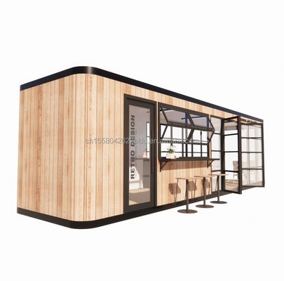 Hotel en Park EU Container Koffiekast Mobiele Houten Staalstructuur Zonlicht Huis Buitenbar