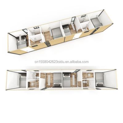 Vervoercontainer met 4 slaapkamers Residentiële mini-lounge Muur 50/75/100mm Wave Sandwich Panel