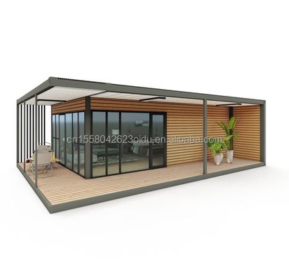 Moderne ontwerp houten plastic container woning met materialen en geprefabriceerde structuur