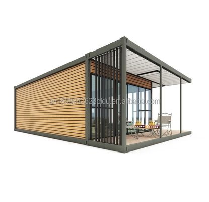 Moderne ontwerp houten plastic container woning met materialen en geprefabriceerde structuur