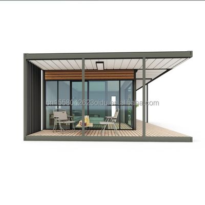 Moderne ontwerp houten plastic container woning met materialen en geprefabriceerde structuur