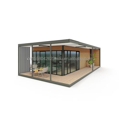 Moderne ontwerp houten plastic container woning met materialen en geprefabriceerde structuur