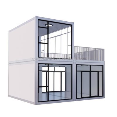 Tijdelijk kantoor Hotelwinkel Houten huizen met 50/75/100mm Wave Sandwich Panel Muur Moderne 20ft Quick Assembly Container