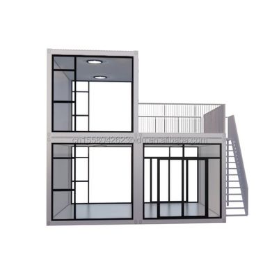 Tijdelijk kantoor Hotelwinkel Houten huizen met 50/75/100mm Wave Sandwich Panel Muur Moderne 20ft Quick Assembly Container