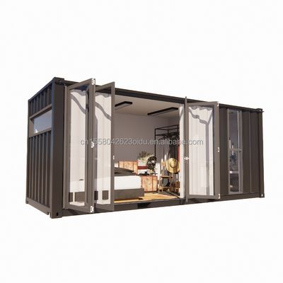 Grote glazen opvouwbare deur en aluminiumalloy ramen in 20 voet prefab container enkel appartement voor mobiel wonen