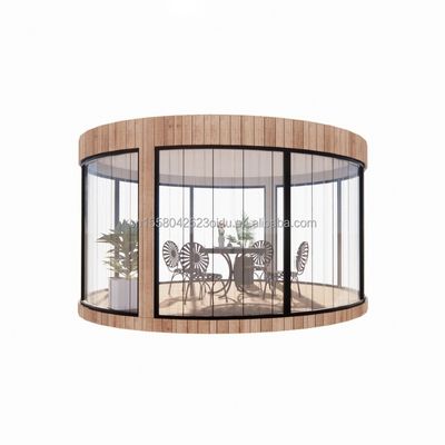 Gegalvaniseerde stalen vierkante buizen EU-standaard Houten huizen Glas Sunshine House Prefab Mobiele winkel Winkel voor tuincafé
