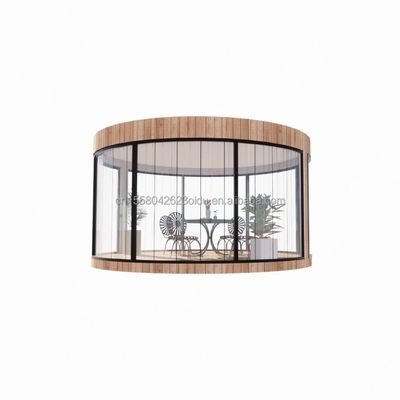 Gegalvaniseerde stalen vierkante buizen EU-standaard Houten huizen Glas Sunshine House Prefab Mobiele winkel Winkel voor tuincafé