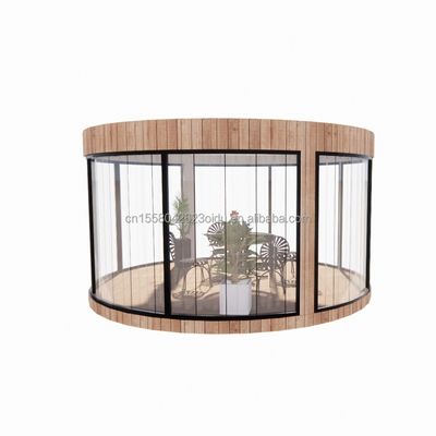 Gegalvaniseerde stalen vierkante buizen EU-standaard Houten huizen Glas Sunshine House Prefab Mobiele winkel Winkel voor tuincafé