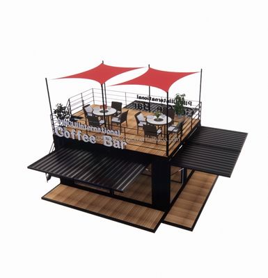Winkel 20ft Park BBQ Container Mobiele Draagbare Assembly Coffee Bar Houten huis met 50/75/100mm Wave Sandwich Panel Wanden