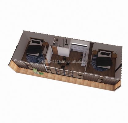 Hoofdstructuur gegalvaniseerde stalen vierkantbuizen luxe 2 slaapkamers platte container module voor handig huis in 20ft of 40ft