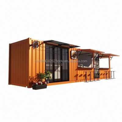 straat pop-up container winkel geprefabriceerd huis container koffiewinkel 40ft 20ft met gegalvaniseerde stalen vierkant buizen