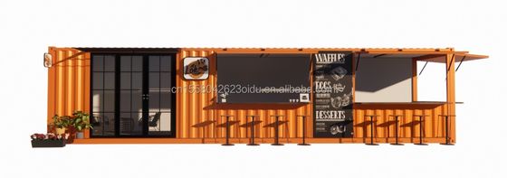 straat pop-up container winkel geprefabriceerd huis container koffiewinkel 40ft 20ft met gegalvaniseerde stalen vierkant buizen