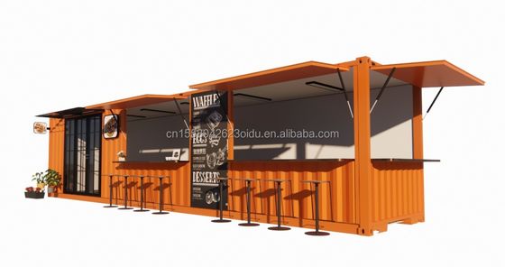 straat pop-up container winkel geprefabriceerd huis container koffiewinkel 40ft 20ft met gegalvaniseerde stalen vierkant buizen
