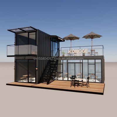 Gegalvaniseerde stalen buigcontainer koffiewinkel 40ft prefab huis gebouw ontwerp voor staal raam hotel