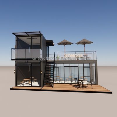 Gegalvaniseerde stalen buigcontainer koffiewinkel 40ft prefab huis gebouw ontwerp voor staal raam hotel