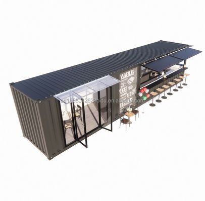 Gegalvaniseerde stalen vierkante buizen Hoofdstructuur 20ft-40ft Custom modulaire container Koffieshop Foodstand met modern ontwerp