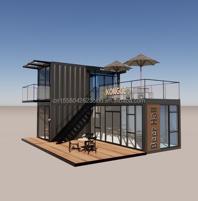 Gegalvaniseerde stalen buigcontainer koffiewinkel 40ft prefab huis gebouw ontwerp voor staal raam hotel