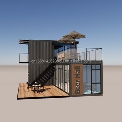 Gegalvaniseerde stalen buigcontainer koffiewinkel 40ft prefab huis gebouw ontwerp voor staal raam hotel
