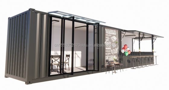 Gegalvaniseerde stalen vierkante buizen Hoofdstructuur 20ft-40ft Custom modulaire container Koffieshop Foodstand met modern ontwerp