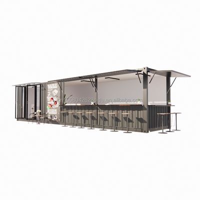 Gegalvaniseerde stalen vierkante buizen Hoofdstructuur 20ft-40ft Custom modulaire container Koffieshop Foodstand met modern ontwerp