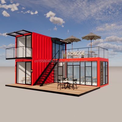 Pingui aangepast 20ft/40ft gegalvaniseerd stalen vierkant buizen verzendcontainer koffie draagbare container restaurant voor winkel