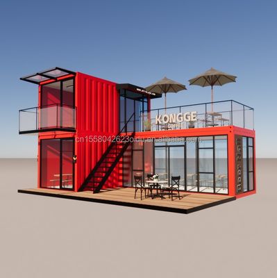 Pingui aangepast 20ft/40ft gegalvaniseerd stalen vierkant buizen verzendcontainer koffie draagbare container restaurant voor winkel