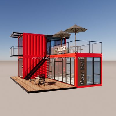 Pingui aangepast 20ft/40ft gegalvaniseerd stalen vierkant buizen verzendcontainer koffie draagbare container restaurant voor winkel