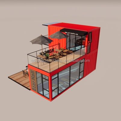 Pingui aangepast 20ft/40ft gegalvaniseerd stalen vierkant buizen verzendcontainer koffie draagbare container restaurant voor winkel