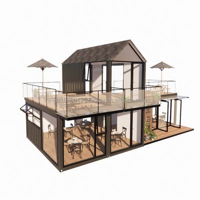 Modern eenvoudig hotel 4 slaapkamers 1 garage prefab huis container villa huis top dak snel geassembleerd