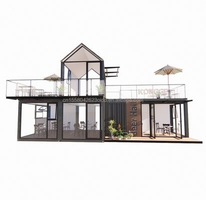 Modern eenvoudig hotel 4 slaapkamers 1 garage prefab huis container villa huis top dak snel geassembleerd