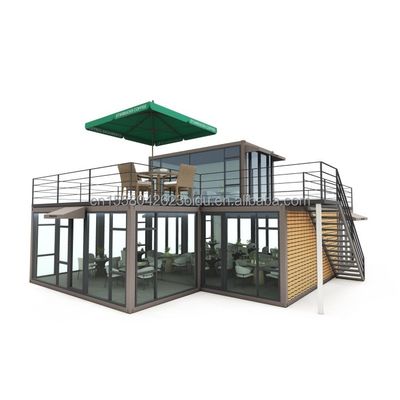 Gegalvaniseerde stalen vierkantbuizen Hoofdstructuur Prefab Villa Huis Moderne modulaire container Luxe Drie slaapkamers