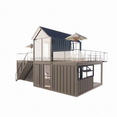 Modern eenvoudig hotel 4 slaapkamers 1 garage prefab huis container villa huis top dak snel geassembleerd