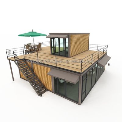 Gegalvaniseerde stalen vierkantbuizen Hoofdstructuur Prefab Villa Huis Moderne modulaire container Luxe Drie slaapkamers