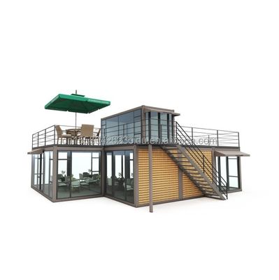Gegalvaniseerde stalen vierkantbuizen Hoofdstructuur Prefab Villa Huis Moderne modulaire container Luxe Drie slaapkamers