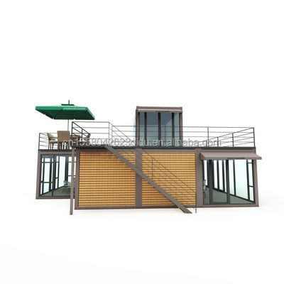 Gegalvaniseerde stalen vierkantbuizen Hoofdstructuur Prefab Villa Huis Moderne modulaire container Luxe Drie slaapkamers