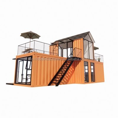 Op maat gemaakte hellend dak staal structuur villa muur 50/75/100mm Wave Sandwich Panel Badkamer en 3 slaapkamers Containerhuis