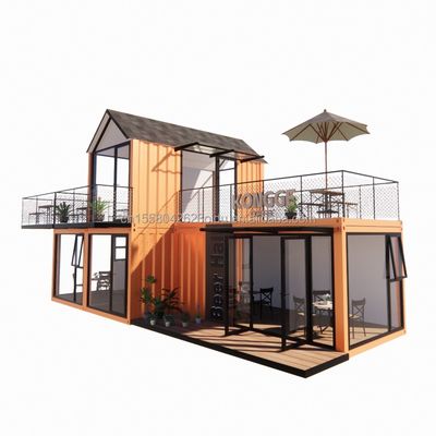 Op maat gemaakte hellend dak staal structuur villa muur 50/75/100mm Wave Sandwich Panel Badkamer en 3 slaapkamers Containerhuis