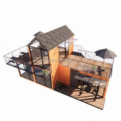 Op maat gemaakte hellend dak staal structuur villa muur 50/75/100mm Wave Sandwich Panel Badkamer en 3 slaapkamers Containerhuis