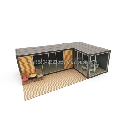 Stalen frame gegalvaniseerd stalen buiging 180g eenvoudige prefab log hutten houten kleine huis draagbare hutten met 20ft of 40ft grootte