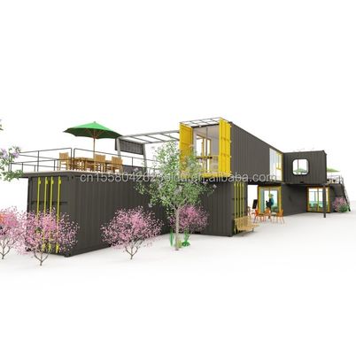 Buitenrestaurant Cafe Bar Containerhuis 40ft Moderne ontwerp met gegalvaniseerde stalen vierkantbuizen