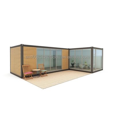 Stalen frame gegalvaniseerd stalen buiging 180g eenvoudige prefab log hutten houten kleine huis draagbare hutten met 20ft of 40ft grootte